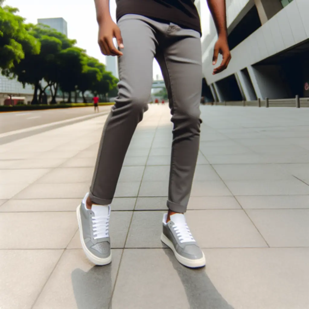 Grafitszürke alkalmi chino nadrág karcsú sziluettel