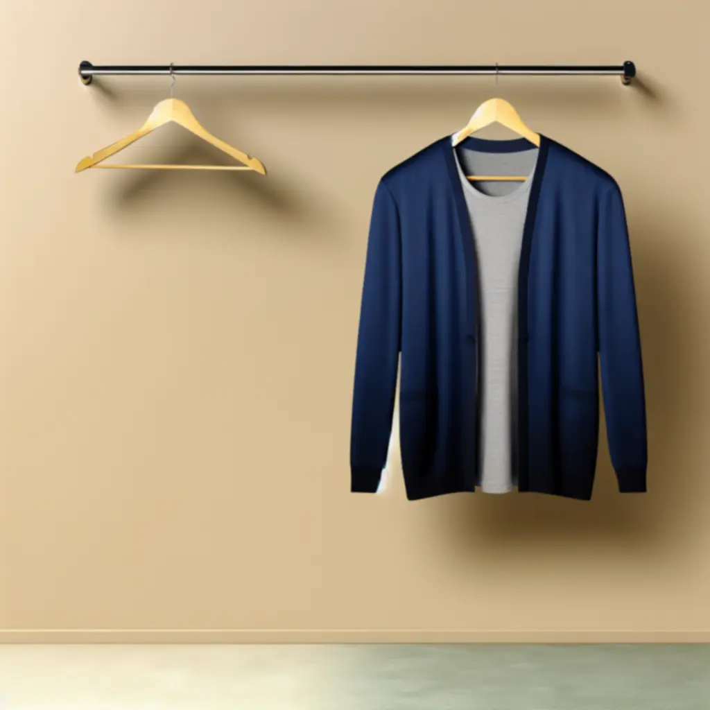 Kék kötött ruhadarab rétegezve átmeneti időjáráshoz